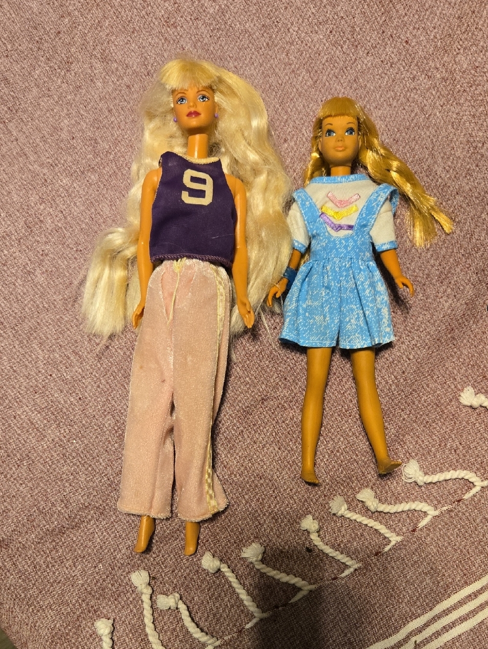 Blonde Fashion Dolls - Purple Top & Blue Dress